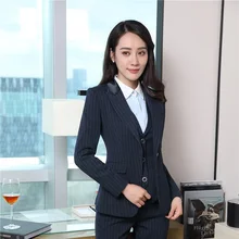 Профессиональный полосатый осенне-зимний формальный блейзеры куртки пальто для женщин блейзер Топы Женская верхняя одежда плюс размер