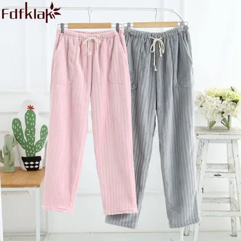 

Fdfklak New Product 2020 Winter Flannel Pajama Pants Sleeping Pants Woman Sleepwear Lounge Gray/Pink Pyjama Trousers Women Q1232