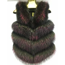 Welfurlena Natural Fox Fur Vest Women Full Pelt Autumn Winter Warm Sleeveless Coat Female Natural Silver Fox Fur Vest Jacket