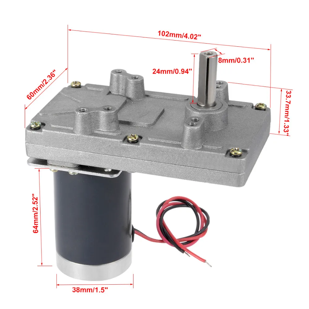 

UXCELL New Arrival DC 24V 70 RPM Gear Motor High Torque Electric Reduction Gearbox Eccentric Output Shaft 23.14kg.cm