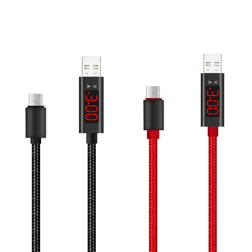 1 м Micro usb type C тестер напряжения тока метр дисплей нейлоновый плетеный кабель быстрой зарядки type-C для samsung S9 Note 8 Android