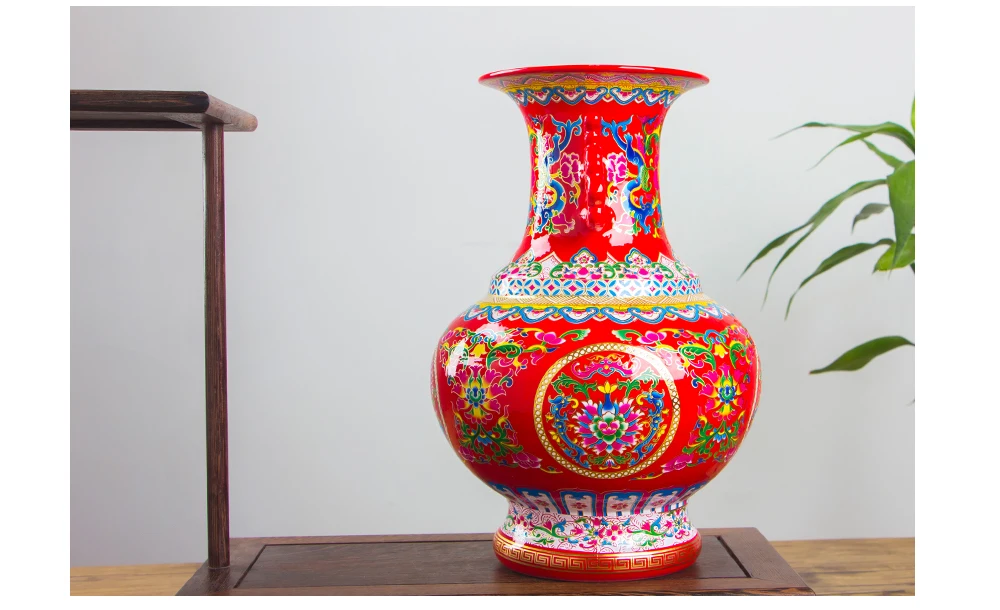 Цзиндэчжэнь Античная эмалированная китайская керамическая ваза для дома или офиса, декоративные фарфоровые вазы