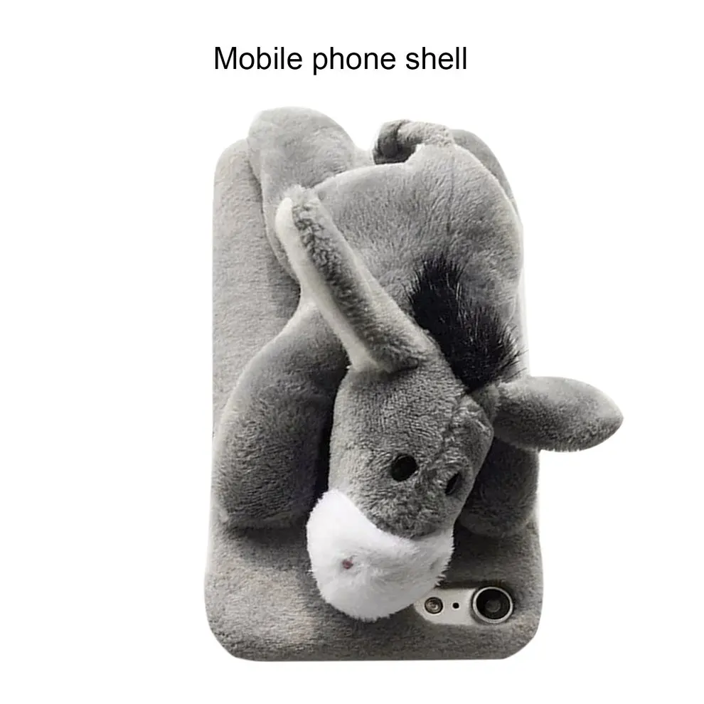 

8 pcs Lovely Cute 3D Donkey Doll Toys Plush Cell Phone Cases For iPhone Back Cover