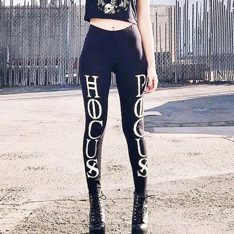 

HOUZHOU 2019 Spring Letter Printing Leggings High Waist Pencil Pants Women Black Sexy Skinny Slim Streetwear Elastic Joggers