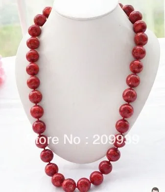 

free shipping 0081 Huge 18mm nature round red coral bead necklace