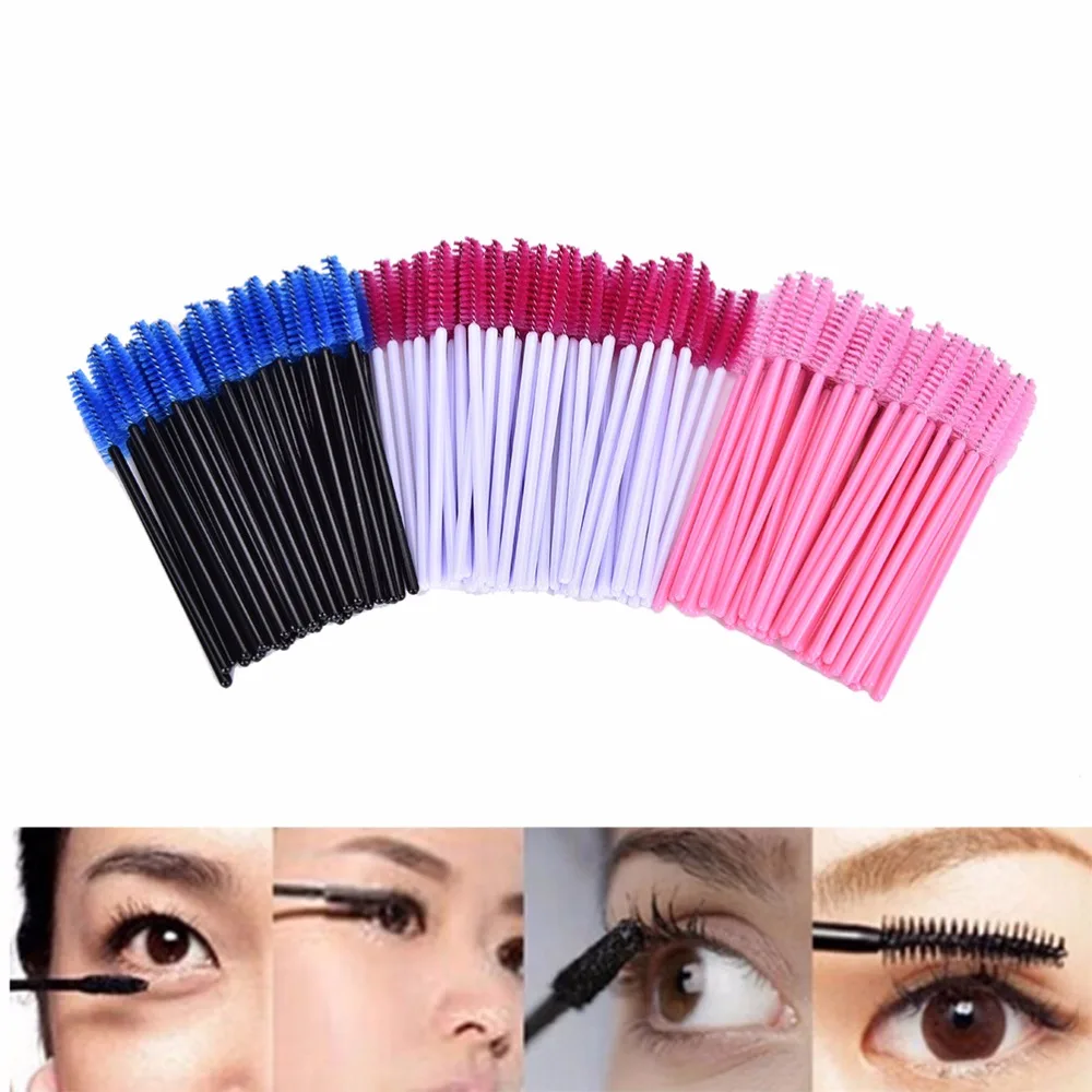 Professional Make Up Brushes Disposable Eyelash Brush Mascara Makeup Applicator Wand One-Off Makeup Brushes Silica Gel 50 pcs