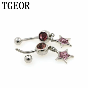 

Hot wholesale 14G 20pcs dangle star RIM PURPLE crystals navel ring Stainless Steel belly button ring free shipping