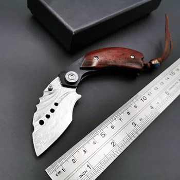 

Damascus Folding Knife Rosewood Handle Outdoor Camping Survival Pocket Knives Tactical Hunting High Quality EDC Tool