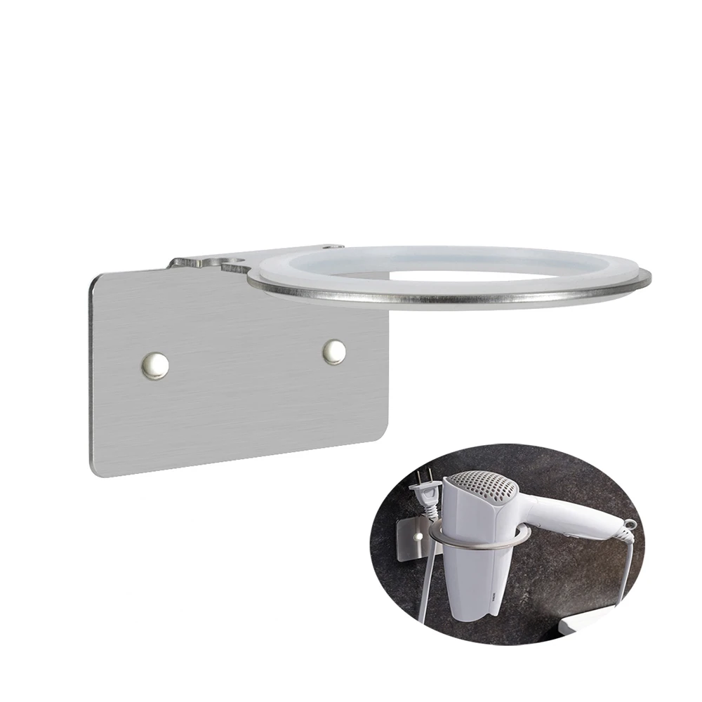 

Stainless steel and rubber Padding with plug-in hair dryer wall-mounted self- adhesive Holder for bathroom hairdresser bedroom