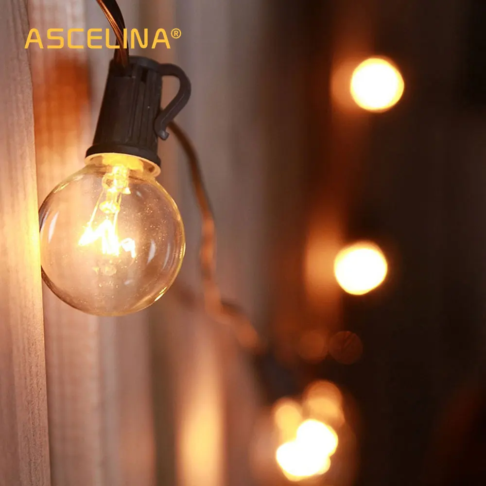 

25Ft G40 string lights outdoor lighting Christmas 25 Clear Bulb fairy Lights wedding decoration christmas tree decorations light