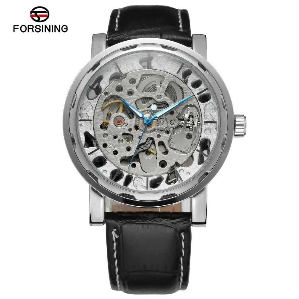 

Watch Men 2018 New Male Clock Relogio Masculino Hollow Mechanical Watches Leather Strap Skeleton Automatic Watch Silver Watches