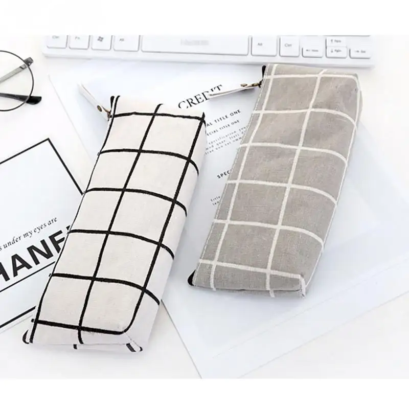 

Women Travel Cosmetic Bag Canvas Toiletry Organizer Beauty Makeup Case Plaid Storage Pouch Purse Organizer Brush Bag Students