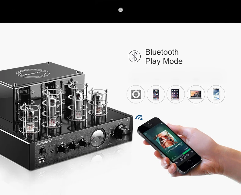 Excellent Nobsound MS-10DMKII MP3 HiFi 2.0 Home Audio Bluetooth Vacuum Tube Integrated Amplifier Input USB/AUX Power Amplifier 6P1*2+6N1*2 6