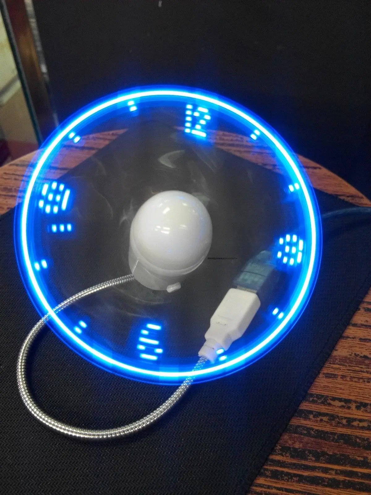 Blue Durable Adjustable USB Gadget Mini Flexible LED Light USB Fan Time