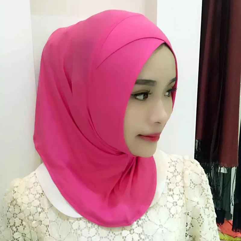 

2019 Fashion Thin Cross Sleeve Scarf Bottom Hat Shawl Muslim Female Hijabs Scarfs Long Section Islam Women Plain Hijab Scarves