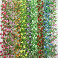 Искусственные розы из шелка цветок плюща Искусственные цветы с зелеными листьями для дома Свадебное Украшение подвесное гирлянда домашний декор