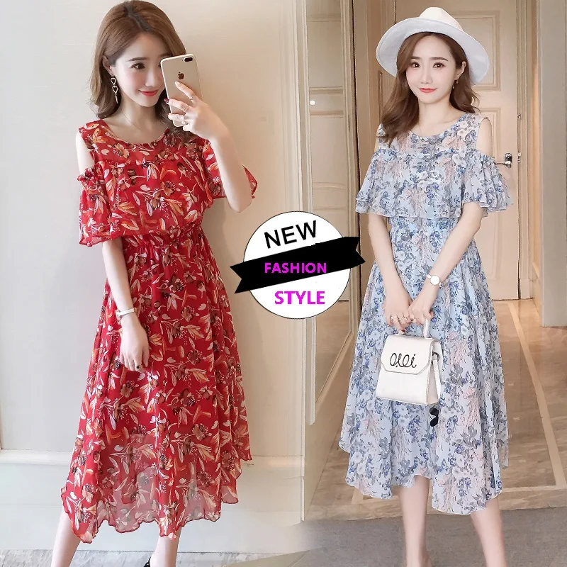 

Floral Printed Chiffon Maternity Nursing Dress Summer Fashion Breastfeeding Clothes for Pregnant Women Elegant Pregnancy