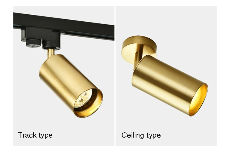Золотой светильник на рельсах, Точечный светильник s 110V 220 V, магазин кофейных изделий, художественный зеркальный светильник, Регулируемый потолочный точечный светильник