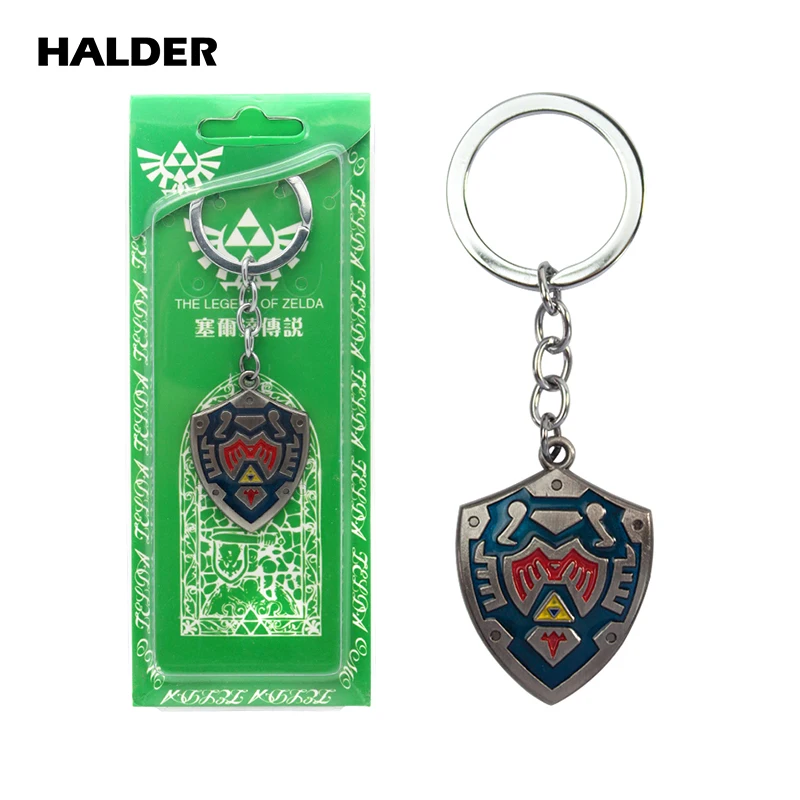 

HALDER The Legend of Zelda shield Pendant Handmade Alloy Metal Keychain Enamel Keyring Holder Bag Car Accessory Cosplay