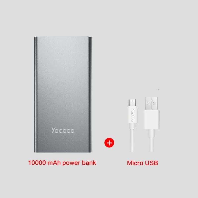 Yoobao A1 внешний аккумулятор, 10000 мА/ч, быстрая зарядка, портативное зарядное устройство, внешний аккумулятор, внешний аккумулятор для iPhone X, 8, 7, для Xiaomi Mi - Цвет: gray