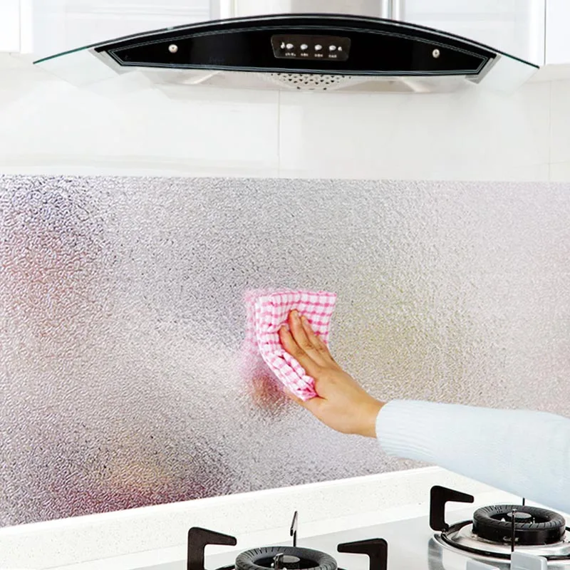 Newly Kitchen Wall Sticker Aluminum Foil Waterproof Removable Self Adhesive Oil Proof Wallpaper XSD88