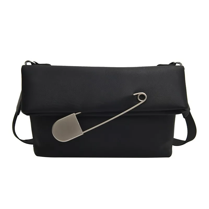 Herald модная качественная кожаная женская сумка на плечо с широким ремешком, женская сумка-мессенджер, однотонная Повседневная сумка с клапаном, женская сумка через плечо - Цвет: Черный