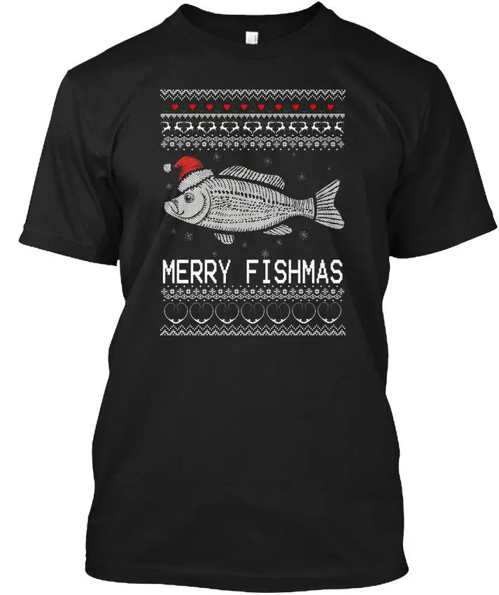 Fish Fishinger Merry Fishmas Ugly Christmas Sweater popular Tagless Tee T-Shirtknitted comfortable fabric | Мужская одежда