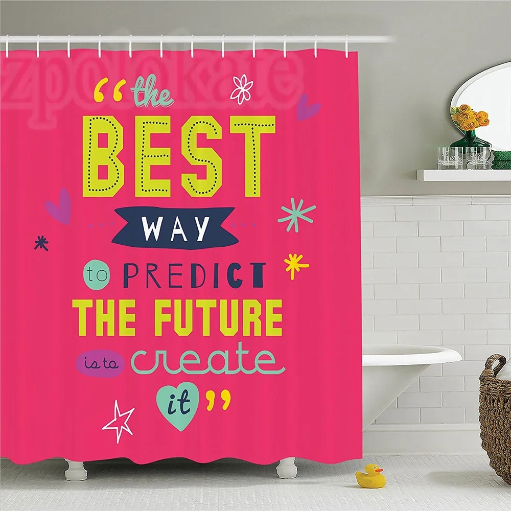 Quotes Decor Shower Curtain Set Motivational Typography "The Best Way