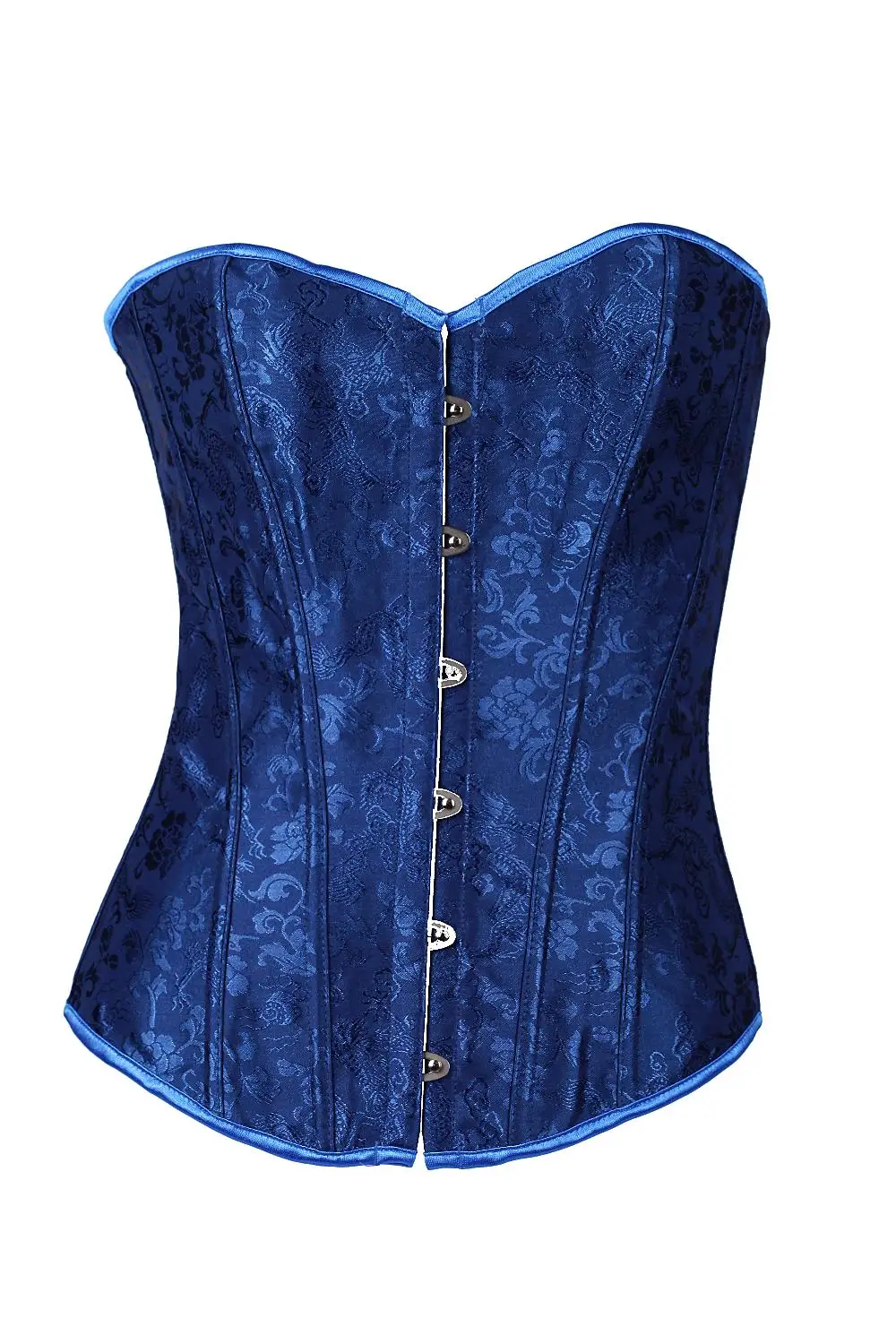 Polyester Spandex Overbust Corset Tops Satin Boned Back Lace Closure