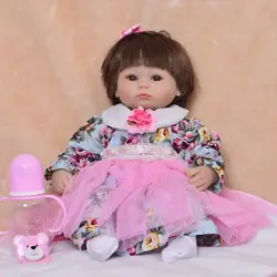 Юбка с цветочным рисунком reborn girl doll 17 "43 см bebes reborn Мягкая силиконовая reborn baby куклы игрушки для детей Рождественский подарок boneca reborn