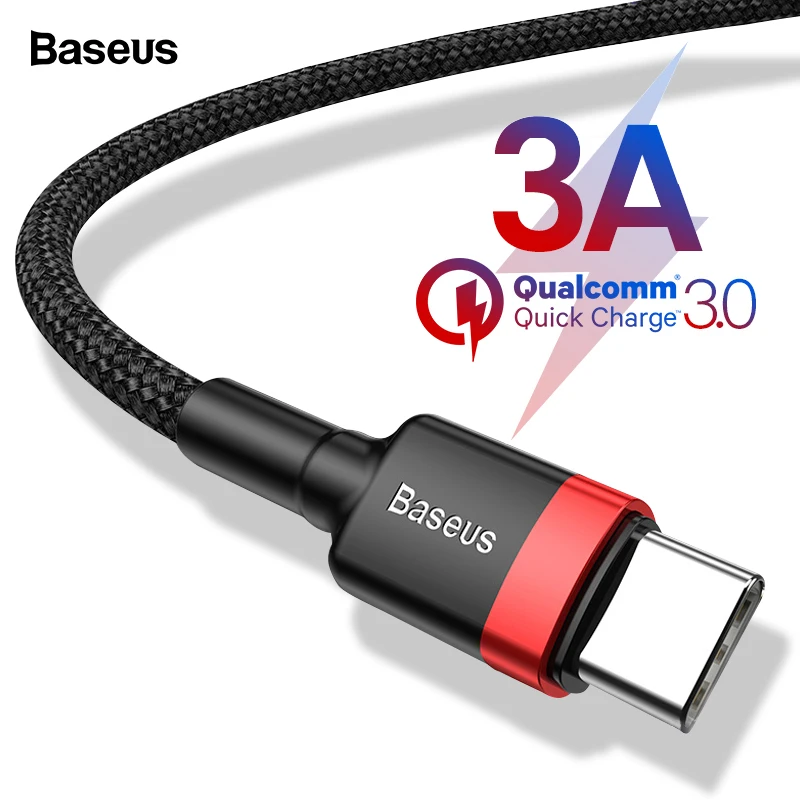 Baseus 3A USB Type C Cable For Samung S10 S9 Xiaomi mi 9 8 Fast Charging USB-C Type-c Cable For Huawei P20 Lite Oneplus 6t 6 5t