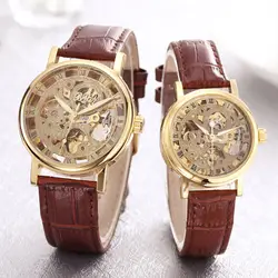 Vansnan модные Бизнес механические часы Для мужчин Reloj Hombre наручные часы кожаный ремешок Для женщин часы Relojes Mujer с подарочной коробке 2018