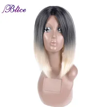 Blice синтетические африканские американские Боба парик для Для женщин короткий прямой парик импортная пленка с высоким Температура волокна с эффектом деграде(переход от темного к Цвет# T1B/613