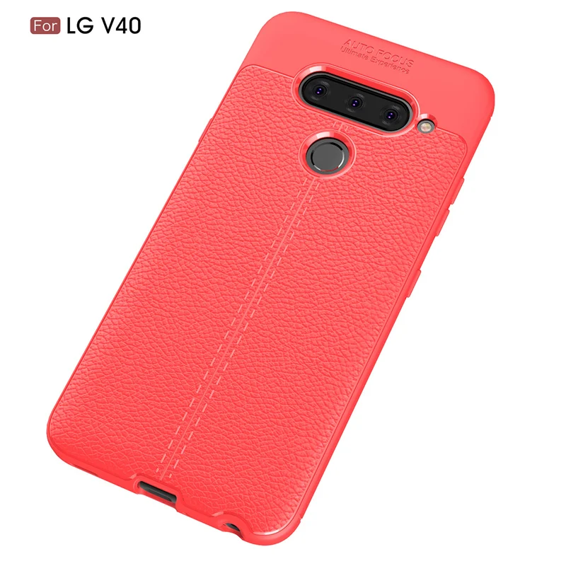 For Capa LG V40 Thinq Case Silicone Litchi PU Leather (16)