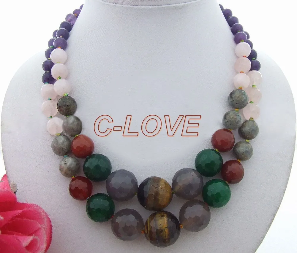 

Amazing! onyx&crystal & PInk crystal& Tiger Stone Necklace free shipment