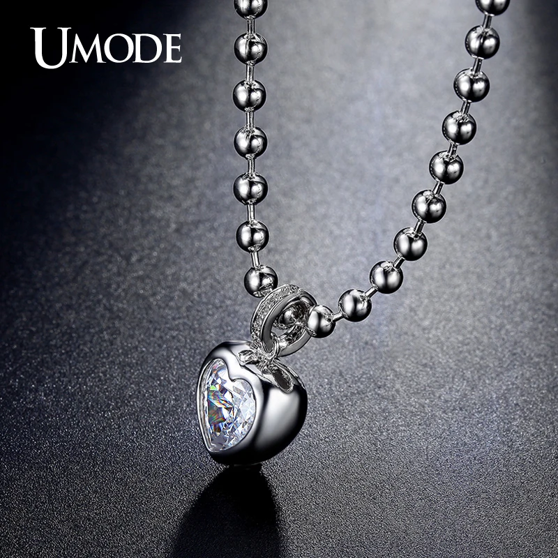 Umode 10 X мм ясно Heart Shaped CZ белый позолоченный пухлые в форме сердца моделируется