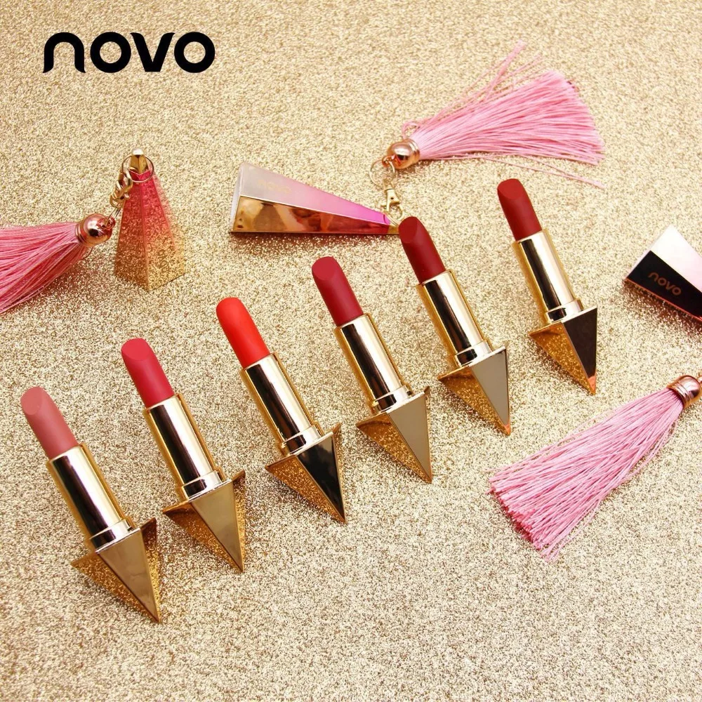 

NOVO Brand Makeup 2018 New Velvet Long Lasting Lip Stick For Red Lips Waterproof Nude Lips 6 Colors Luxury Color Matte Lipstick