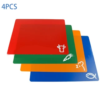 4 PCS Classification Chopping Block PP Anti-slip Rectangle Cutting Board
