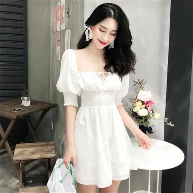 White Puff Sleeve Dress