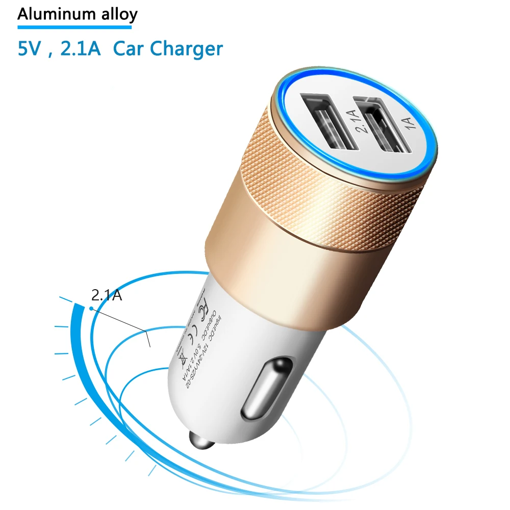 العالمي البسيطة المزدوجة usb شاحن ل فون سامسونج هواوي xiaomi meizu سيارة شاحن الهاتف 2.1 usb محول led ضوء سيارة usb-c 5 v