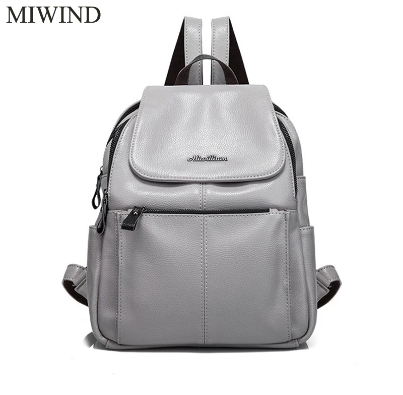 2017 MIWIND Women Backpack Genuine Leather Backpacks Softback Bags