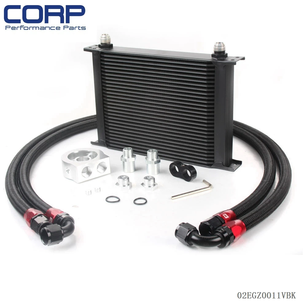 Universal 28 Row Jdm Engine Oil Cooler Kit + Sandwich Plate + An10 Oil