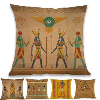 

Ancient Egypt Pantheon Pharaoh The Eye of Horus Anubis Hieroglyphic Throw Pillow Case Home Sofa Decoration Cushion Cover