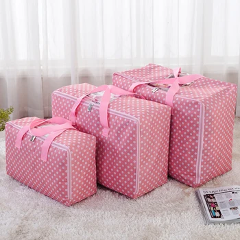 

M L XL Simple Dot Print Closet Organizer Pink Blue Organizer Bag For Cloth Quality Sundries Doll Quality Wardrobe Organizer