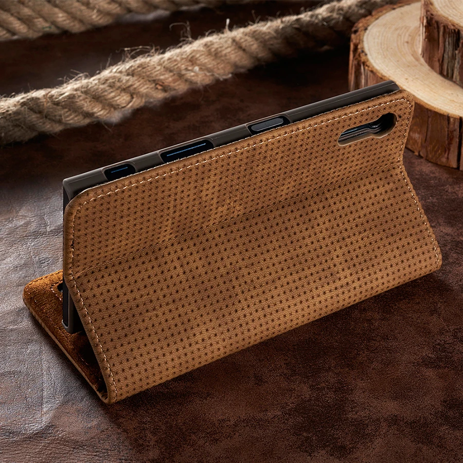Hot Retro Mesh Luxury PU Leather Breathable Case for Sony Xz X Compact Capa Coque Magnetic Flip Stent Card Slot Wallet Cover