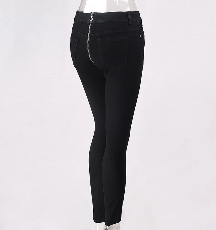 Cwlsp сзади серебряная молния высокой талии джинсы для Для женщин узкие джинсы женские пикантные узкие брюки женские джинсы QL3492