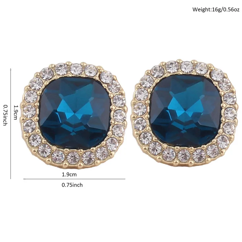 Red and Blue Rhinestone Crystal Clip on Earrings No Pierced for Women Party Wedding Luxury Bride No Hole Earrings ear clip earrings,clip earrings,ear clip