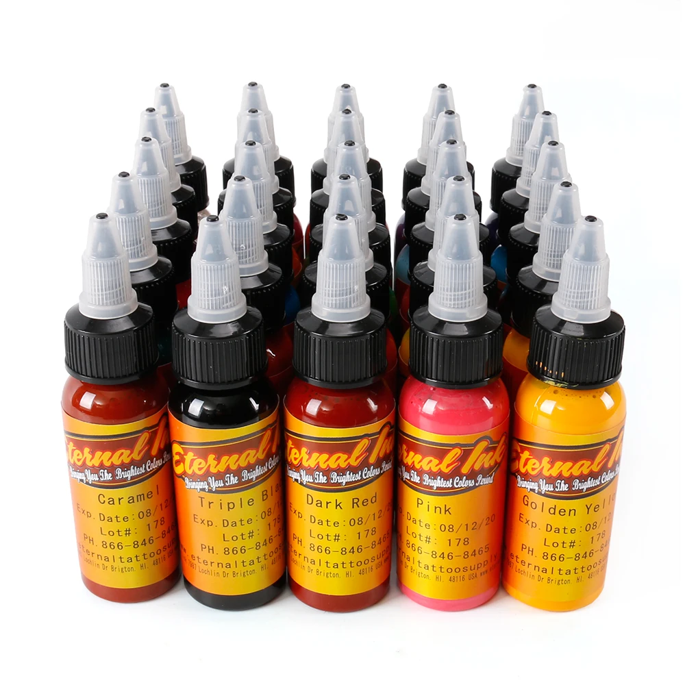 

High quality 25Pcs tattoo ink set permanent makeup art pigment 30ml tattoo paint for eyebrow eyeliner lip body total