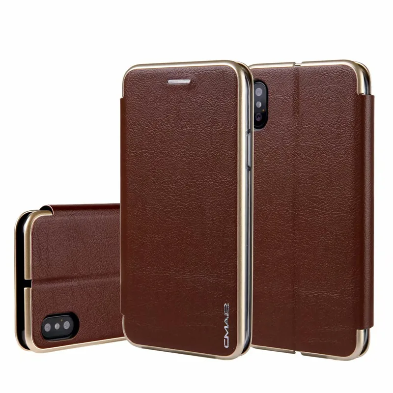 

Luxury PU Leather Flip Phone Case for iPhone X XS XR XS MAX Ultra Slim Thin Bag Coques Cover with Card Holder Brand Business