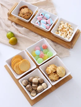 

Ceramic Fruit Bamboo and Wood Squared DISH Creative Simple Candy Nut Snack Box for Household Living Room christmas dishes tray
